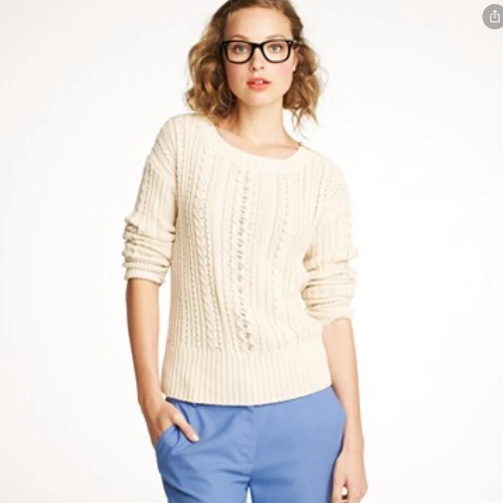 J Crew Perfect Wool Cable Knit Sweater XS